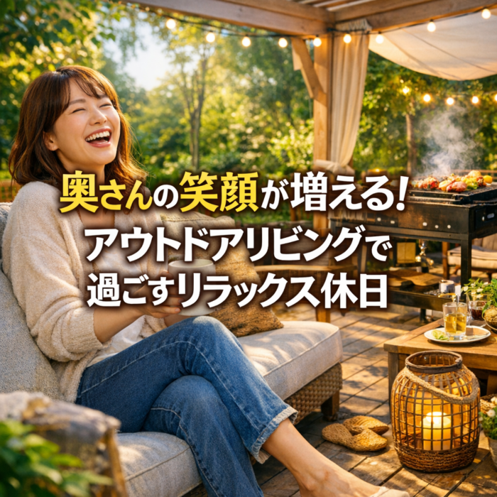 奥さんの笑顔が増える！アウトドアリビングで過ごすリラックス休日