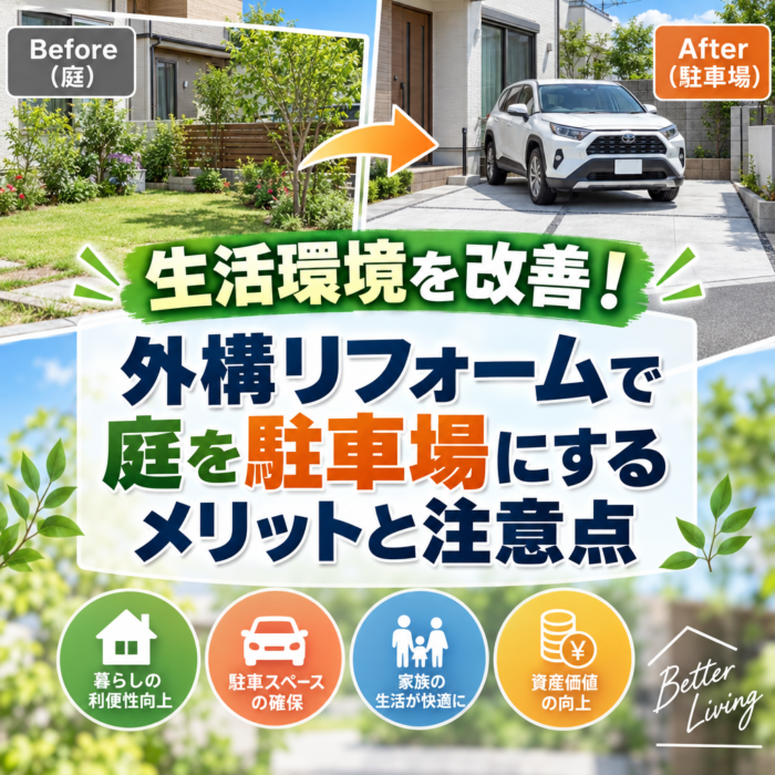 生活環境を改善！外構リフォームで庭を駐車場にするメリットと注意点