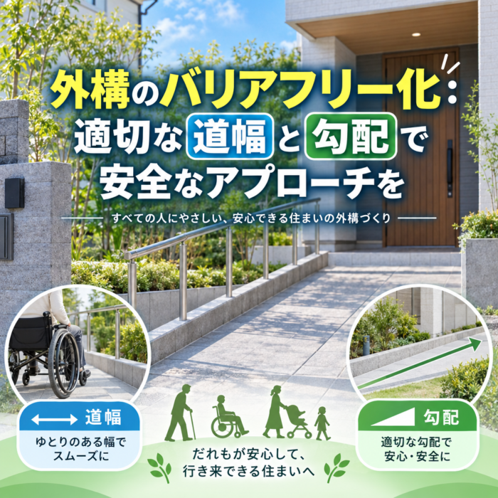 外構のバリアフリー化：適切な道幅と勾配で安全なアプローチを
